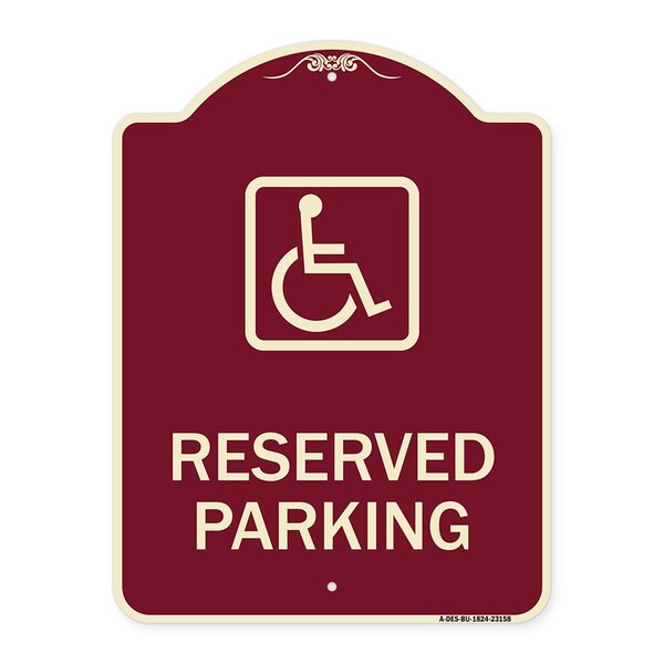 Reserved Parking HandicappedBlue Heavy-Gauge Aluminum Architectural Sign, 24" x 18", BU-1824-23158